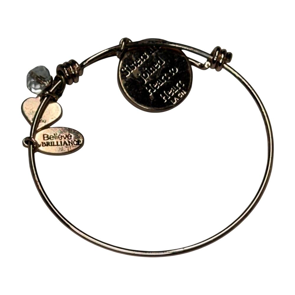 Believe by Brilliance Sisters Charm Bangle Rose Gold Tone MOP Rhinestone